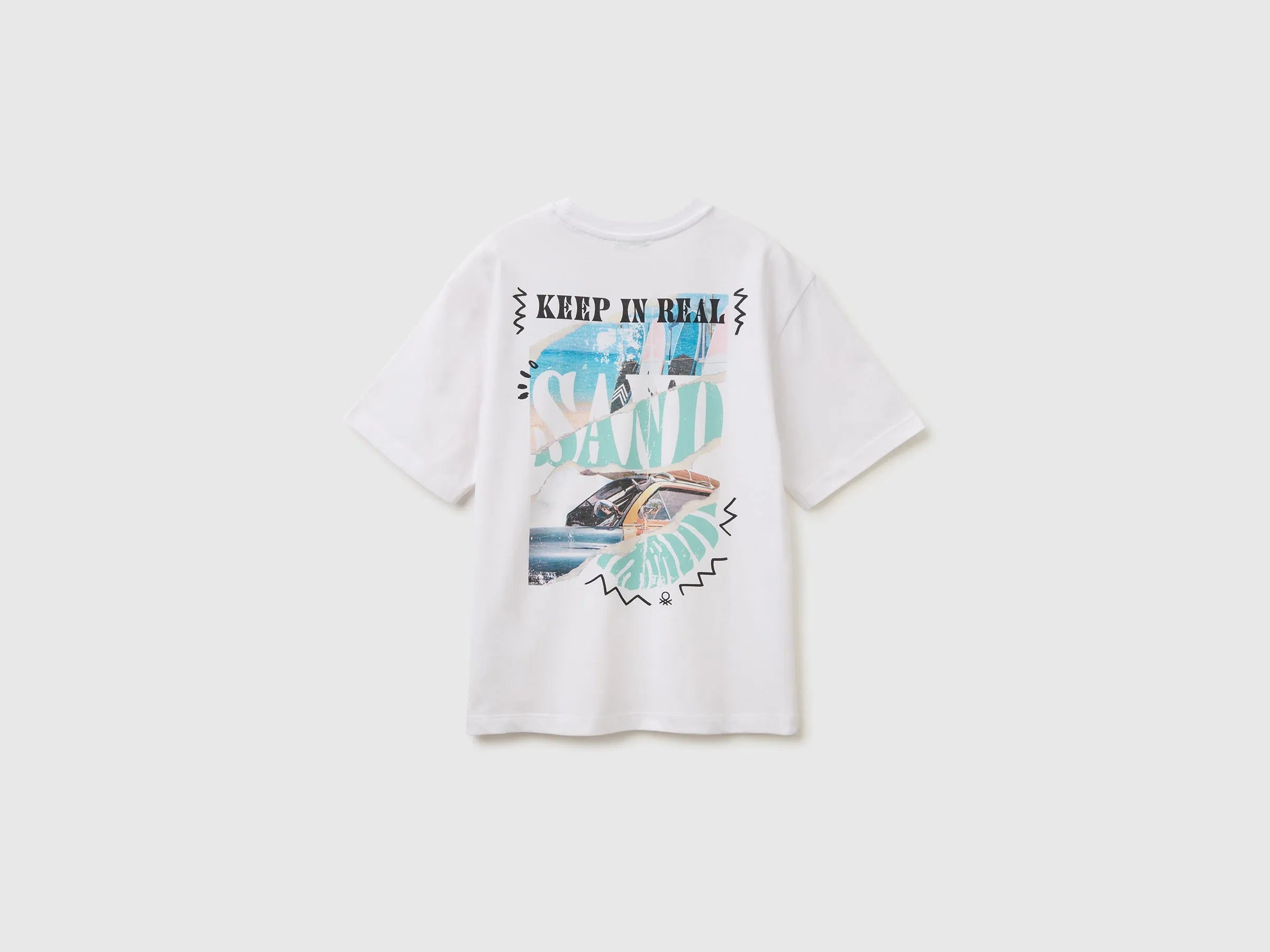 Benetton White Boys Oversized T-Shirt with Photographic Print SKU: 3I1XC10TY_101 Image 02