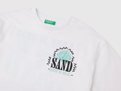 Benetton White Boys Oversized T-Shirt with Photographic Print SKU: 3I1XC10TY_101 Image 03