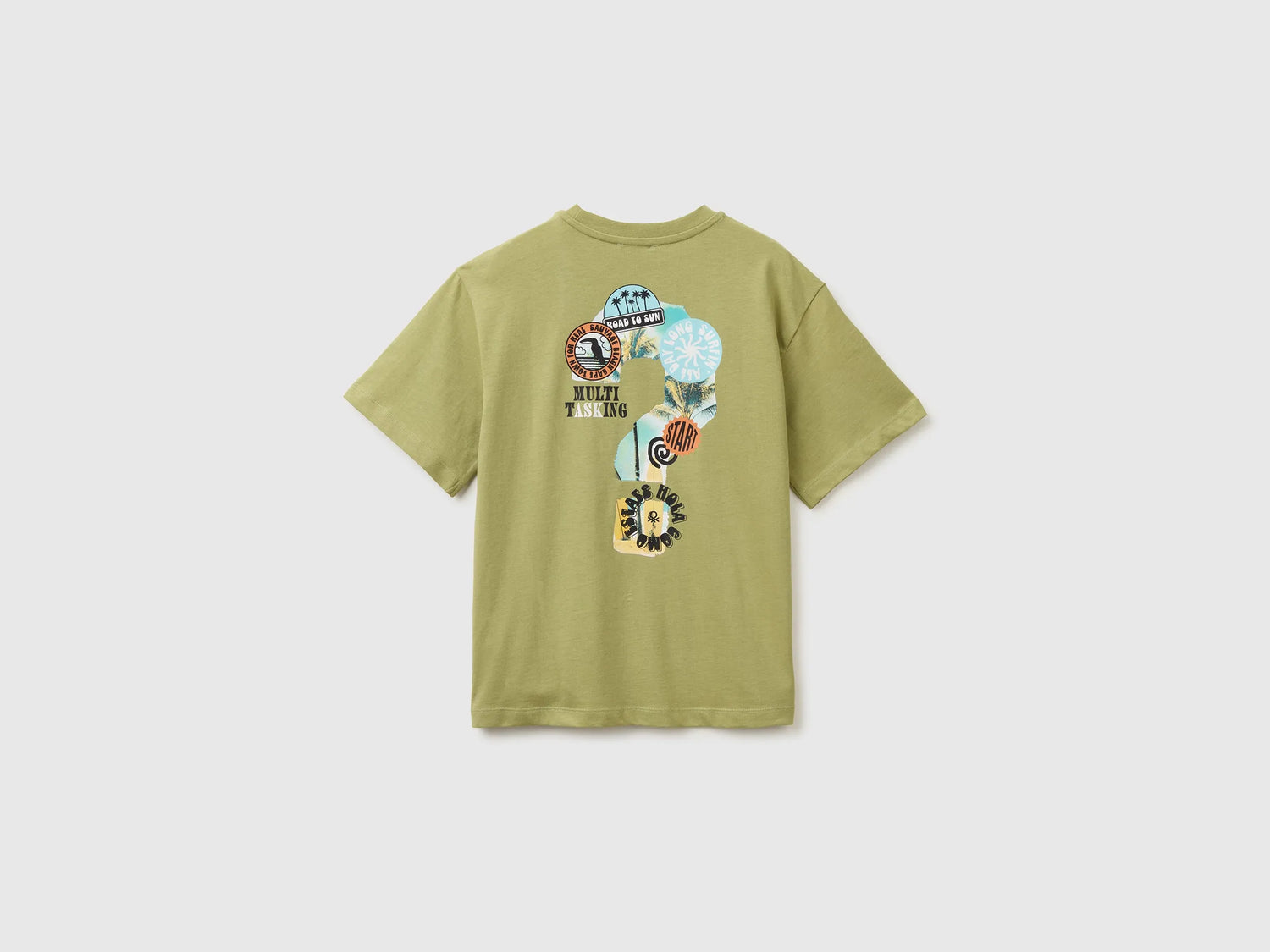 Benetton Green Boys Oversized T-Shirt with Photographic Print SKU: 3I1XC10TY_1Q1 Image 02