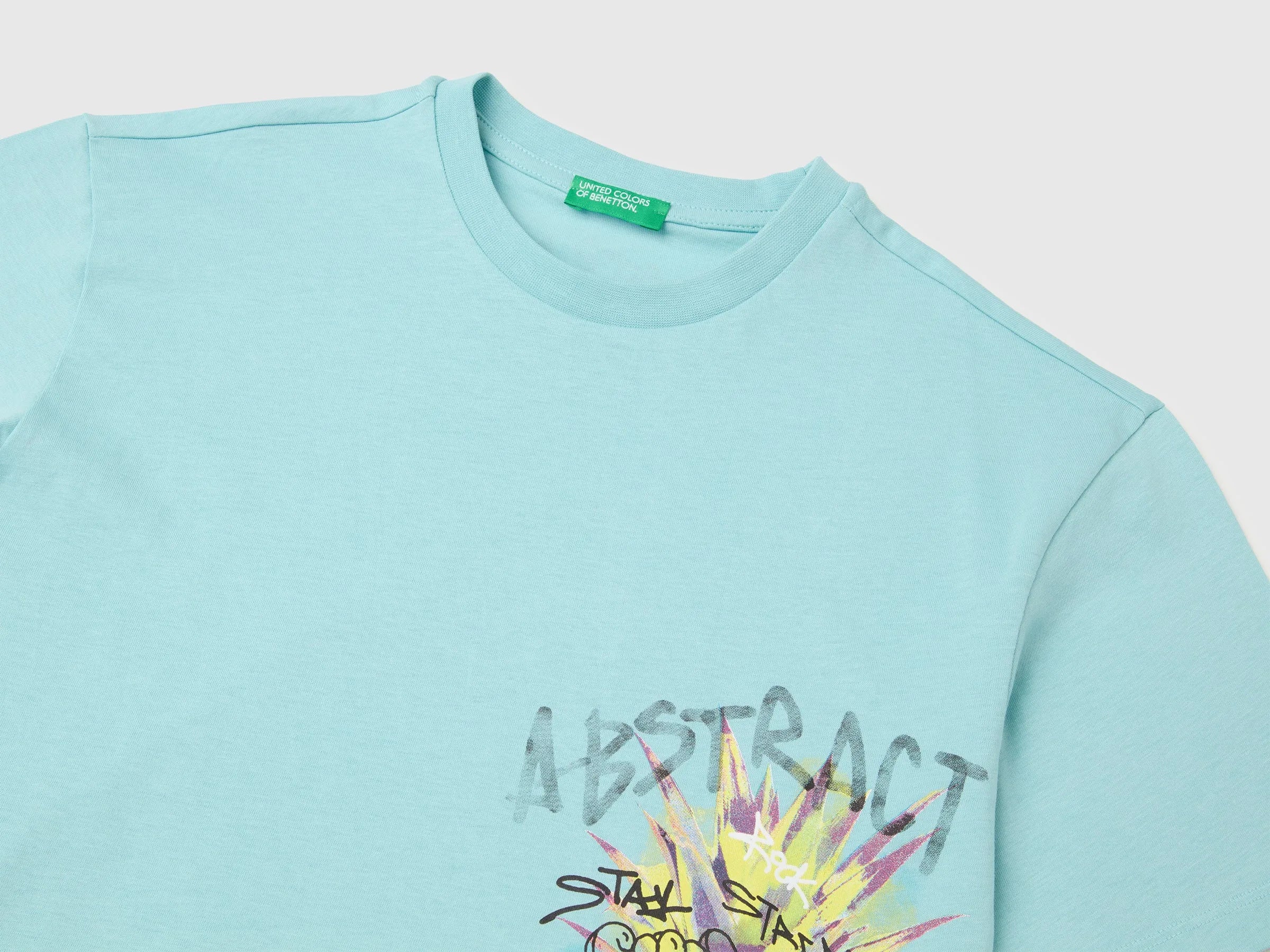 Benetton Blue Boys Oversized T-Shirt with Photographic Print SKU: 3I1XC10TY_3L7 Image 03