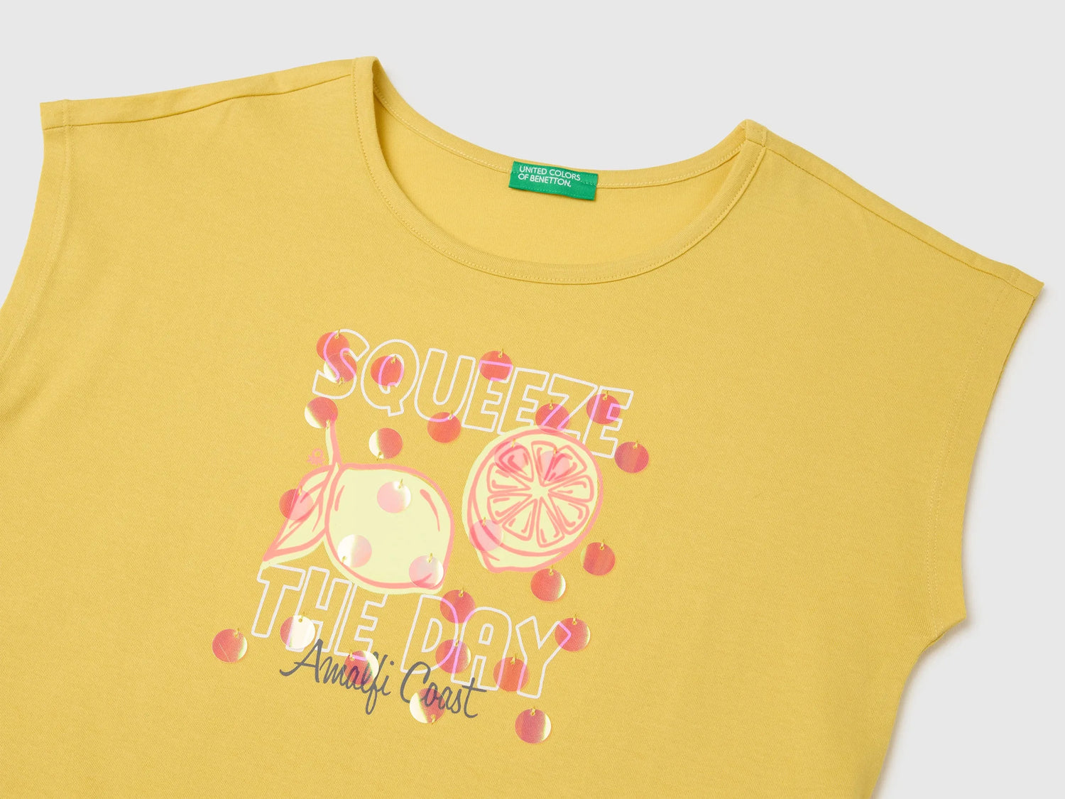 Benetton Yellow Girls Sequin T-Shirt SKU: 3I1XC10U0_22R Image 03