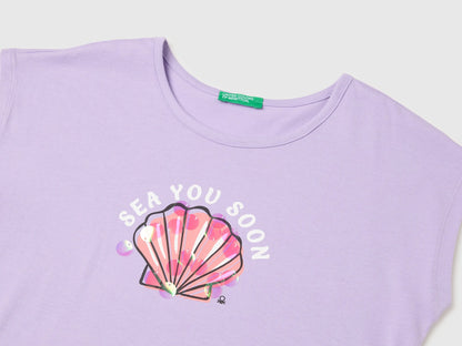 Benetton Purple Girls Sequin T-Shirt SKU: 3I1XC10U0_2P5 Image 03