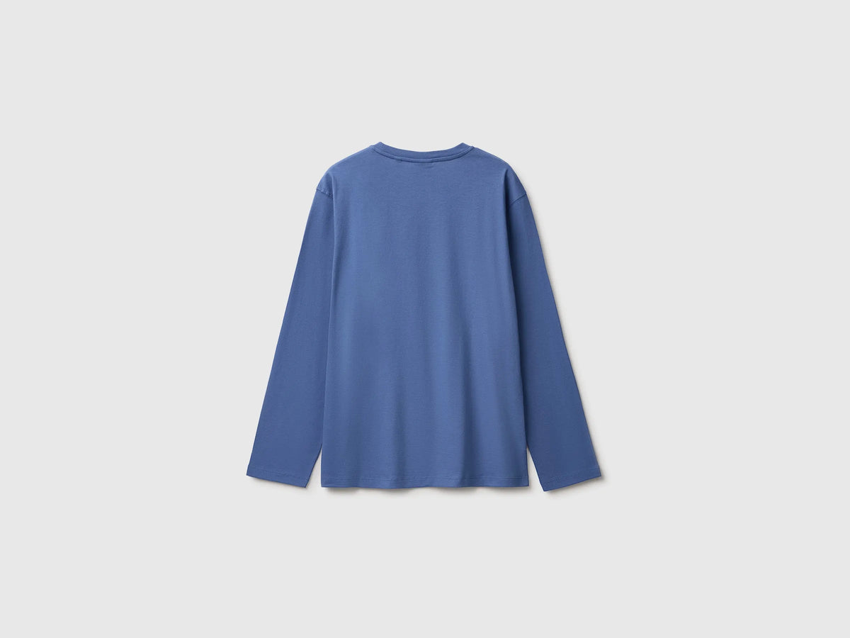 Benetton Blue Boys Long Sleeve T-Shirt ©Peanuts SKU: 3I1XC10U4_0G6 Image 02