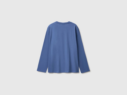 Benetton Blue Boys Long Sleeve T-Shirt ©Peanuts SKU: 3I1XC10U4_0G6 Image 02