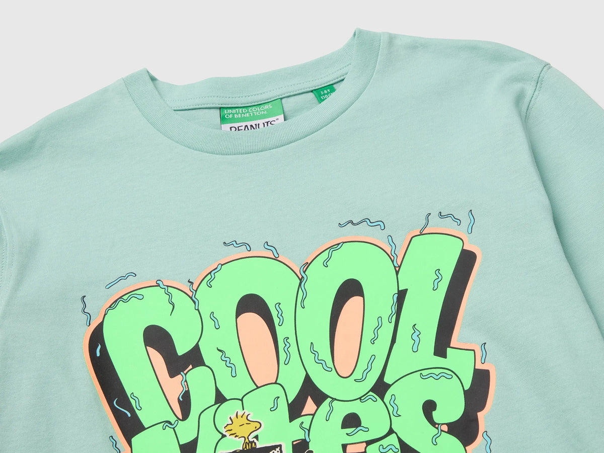 Benetton Light Green Boys Long Sleeve T-Shirt ©Peanuts SKU: 3I1XC10U4_15A Image 03