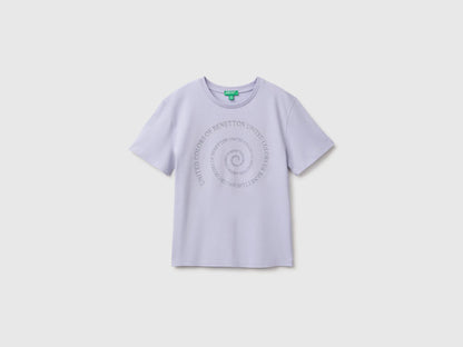 Benetton Lavender Girls Glitter Print T-Shirt SKU: 3I1XC10U9_19B Image 01