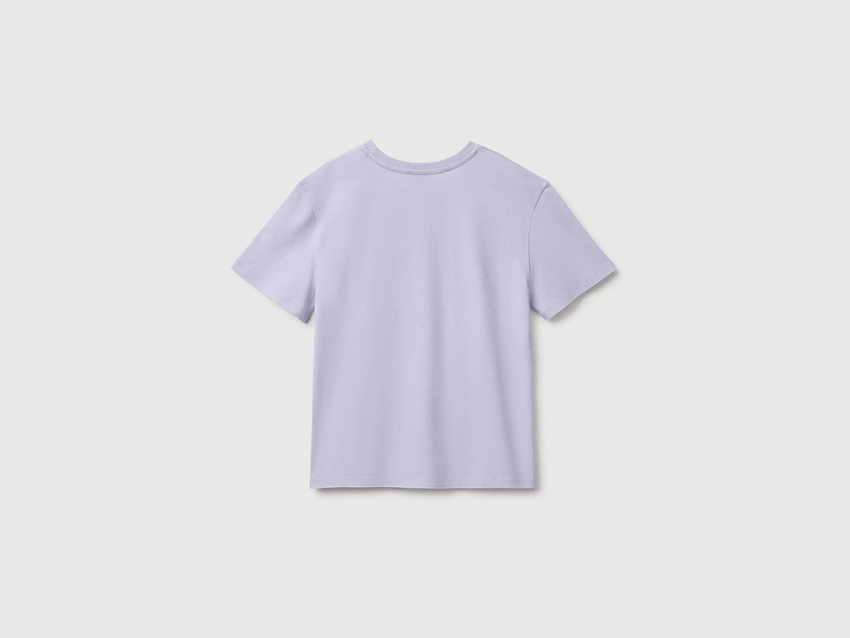 Benetton Lavender Girls Glitter Print T-Shirt SKU: 3I1XC10U9_19B Image 02