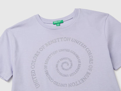 Benetton Lavender Girls Glitter Print T-Shirt SKU: 3I1XC10U9_19B Image 03