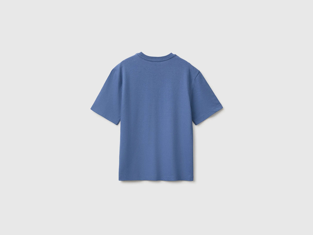Benetton Blue Boys Short-Sleeved T-Shirt with Print SKU: 3I1XC10UE_0G6 Image 02