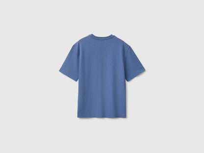 Benetton Blue Boys Short-Sleeved T-Shirt with Print SKU: 3I1XC10UE_0G6 Image 02