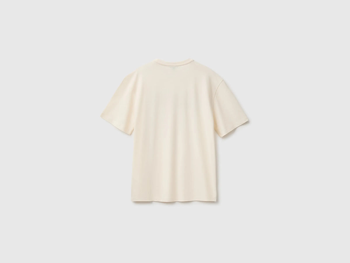 Benetton Creamy White Boys Short-Sleeved T-Shirt with Print SKU: 3I1XC10UE_0R2 Image 02