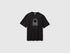 Benetton Black Boys Short-Sleeved T-Shirt with Print SKU: 3I1XC10UE_100 Image 01