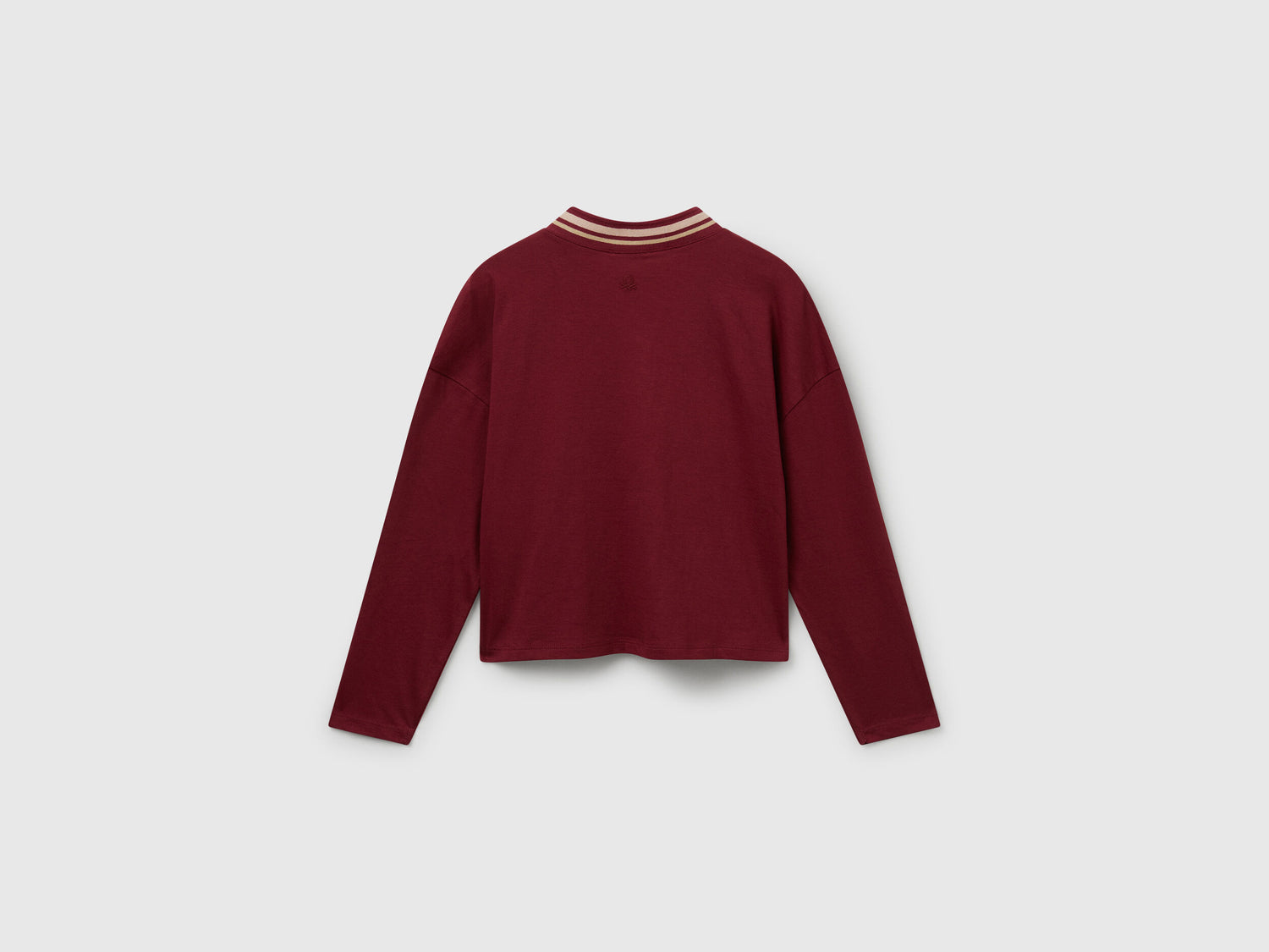 Benetton_Burgundy_T-Shirt with Sequin Embroidery_3I1XC400E_236_02