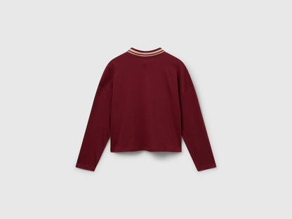 Benetton_Burgundy_T-Shirt with Sequin Embroidery_3I1XC400E_236_02