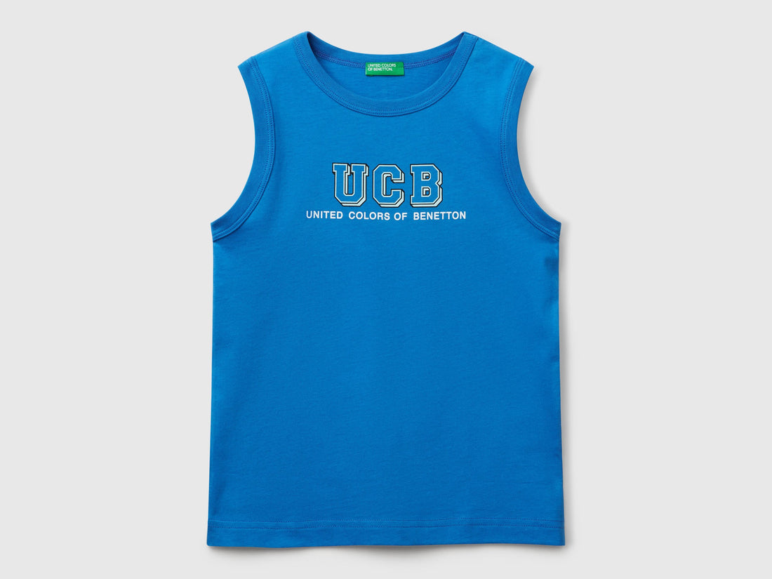 Benetton_Tank Top in 100% Organic Cotton with Logo_3I1XCH01W_05Q_01