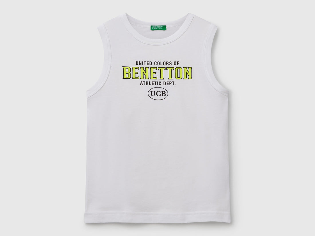 Benetton_Tank Top in 100% Organic Cotton with Logo_3I1XCH01W_101_01