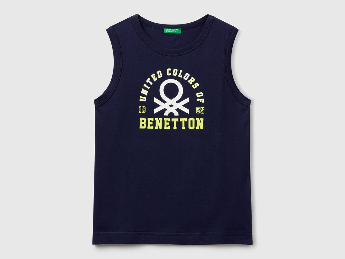 Benetton_Tank Top in 100% Organic Cotton with Logo_3I1XCH01W_252_01