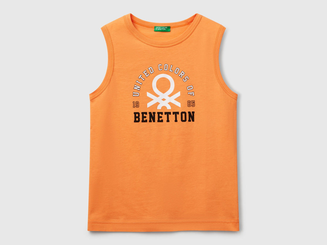Benetton_Tank Top in 100% Organic Cotton with Logo_3I1XCH01W_2L2_01