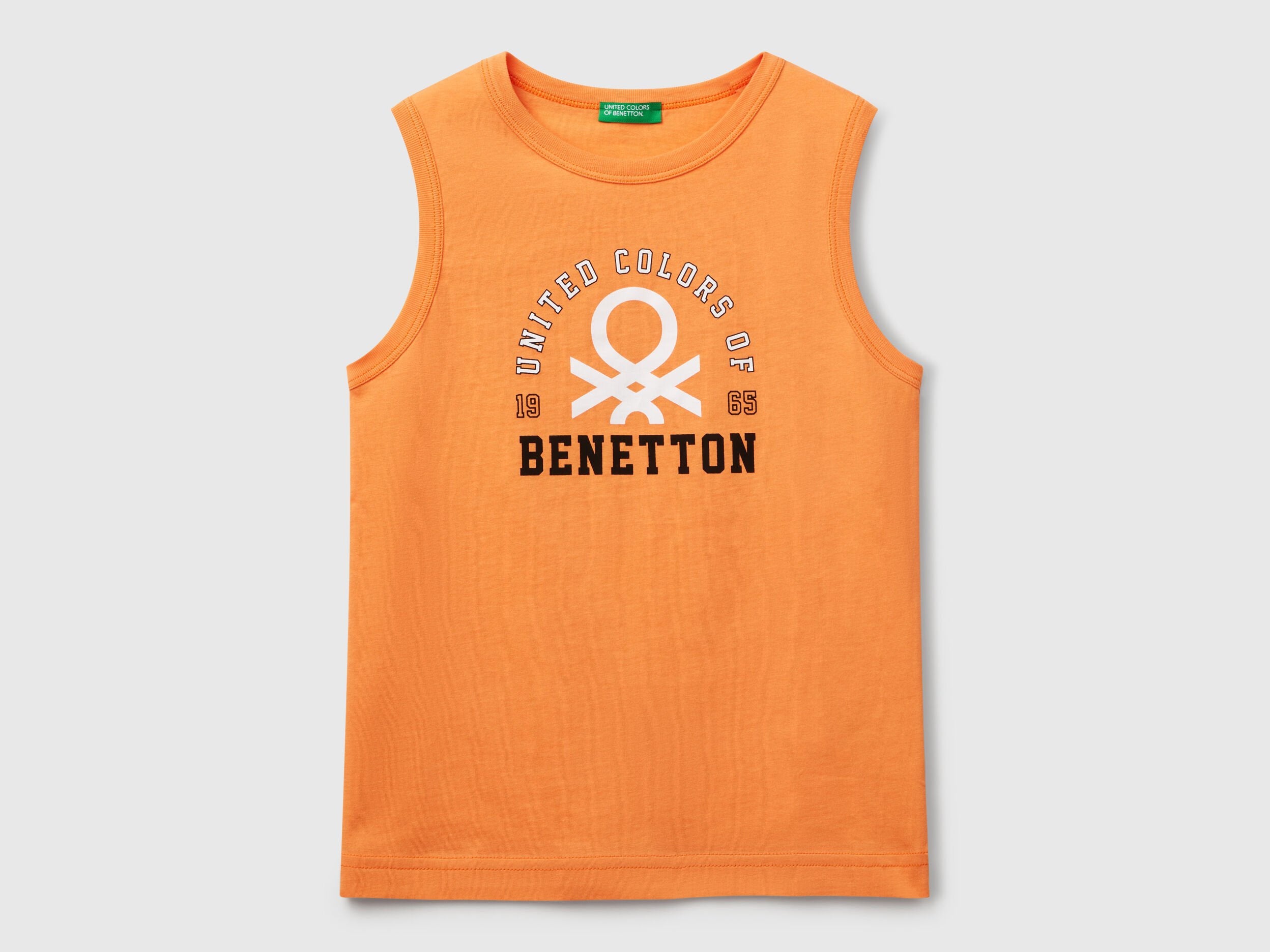 Benetton_Tank Top in 100% Organic Cotton with Logo_3I1XCH01W_2L2_01