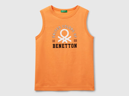Benetton_Tank Top in 100% Organic Cotton with Logo_3I1XCH01W_2L2_01