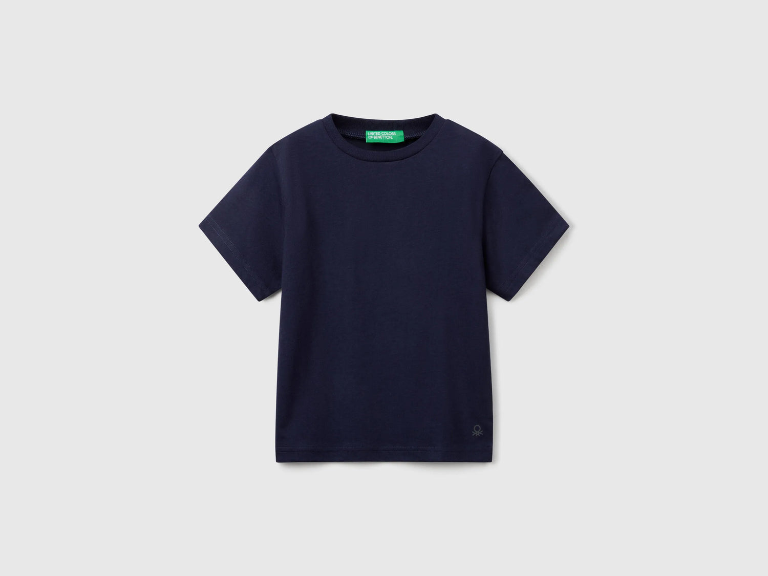 Benetton Dark Blue Boys Pure Cotton T-Shirt SKU: 3I1XG106Z_252 Image 01