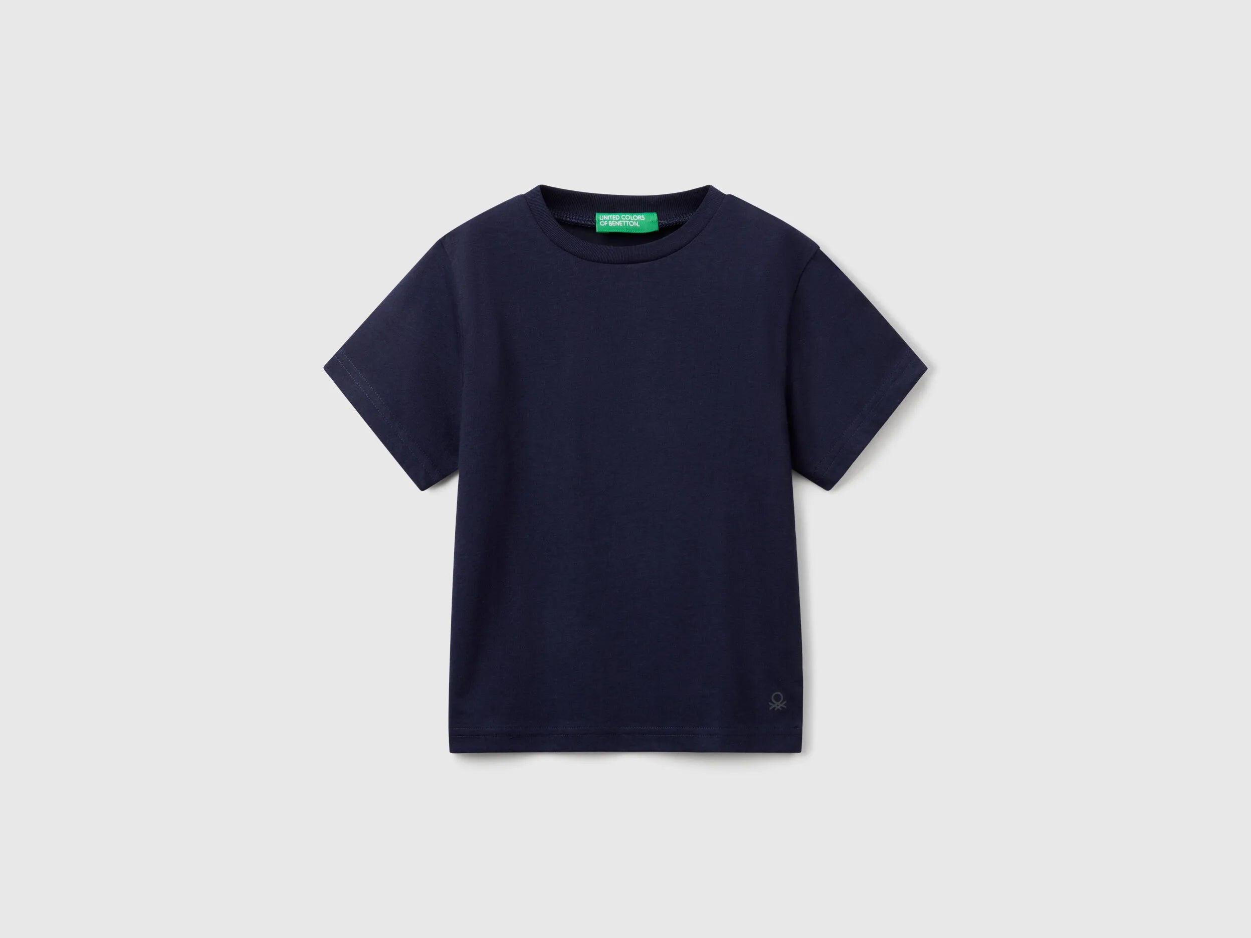 Benetton Dark Blue Boys Pure Cotton T-Shirt SKU: 3I1XG106Z_252 Image 01