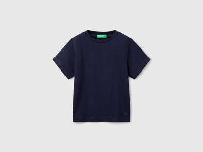 Benetton Dark Blue Boys Pure Cotton T-Shirt SKU: 3I1XG106Z_252 Image 01