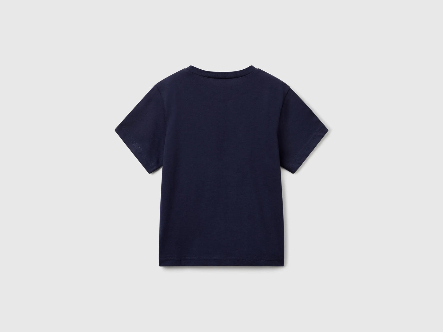 Benetton Dark Blue Boys Pure Cotton T-Shirt SKU: 3I1XG106Z_252 Image 02