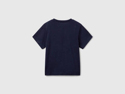 Benetton Dark Blue Boys Pure Cotton T-Shirt SKU: 3I1XG106Z_252 Image 02