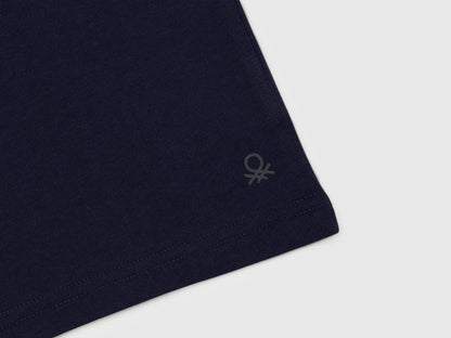 Benetton Dark Blue Boys Pure Cotton T-Shirt SKU: 3I1XG106Z_252 Image 03