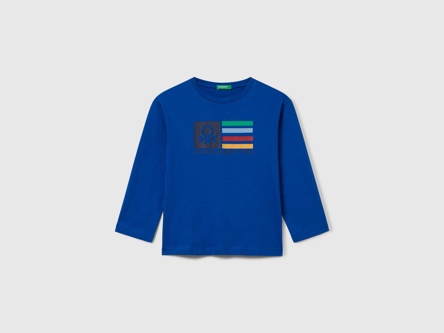 Benetton_Bright Blue_Long Sleeve Cotton T-Shirt_3I1XG10F2_19R_01