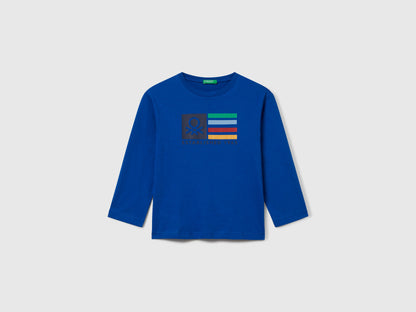 Benetton_Bright Blue_Long Sleeve Cotton T-Shirt_3I1XG10F2_19R_01