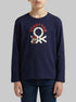 Benetton Dark Blue Boys Long Sleeve Cotton T-Shirt SKU: 3I1XG10F2_252 Image 00