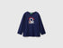 Benetton Dark Blue Boys Long Sleeve Cotton T-Shirt SKU: 3I1XG10F2_252 Image 01