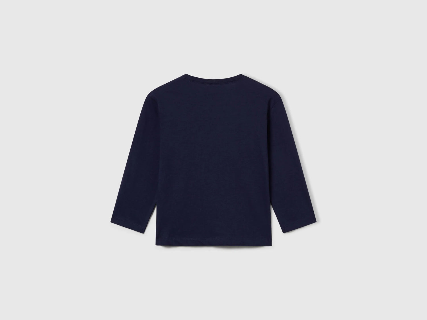 Benetton Dark Blue Boys Long Sleeve Cotton T-Shirt SKU: 3I1XG10F2_252 Image 02