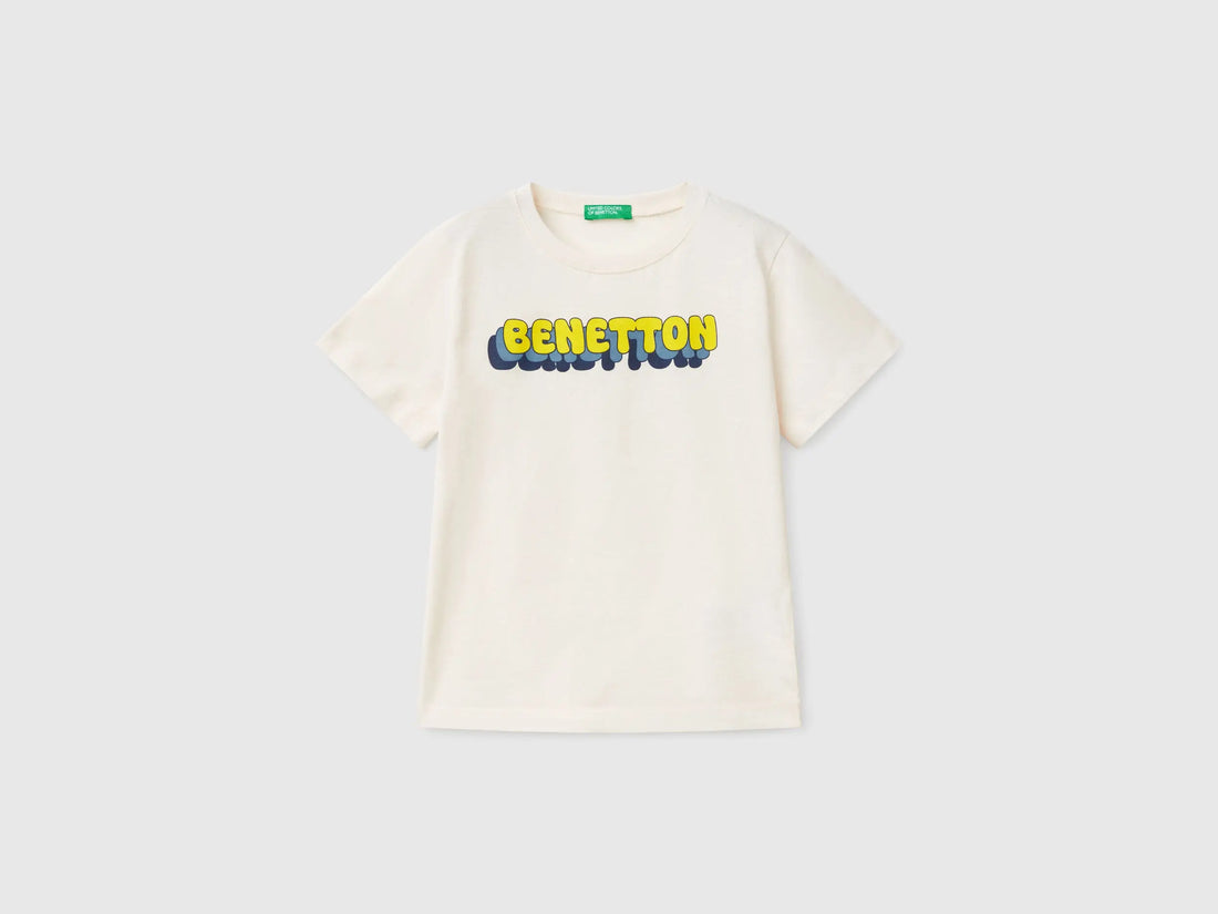 Benetton_T-Shirt with Logo Print_3I1XG10HT_0R2_01