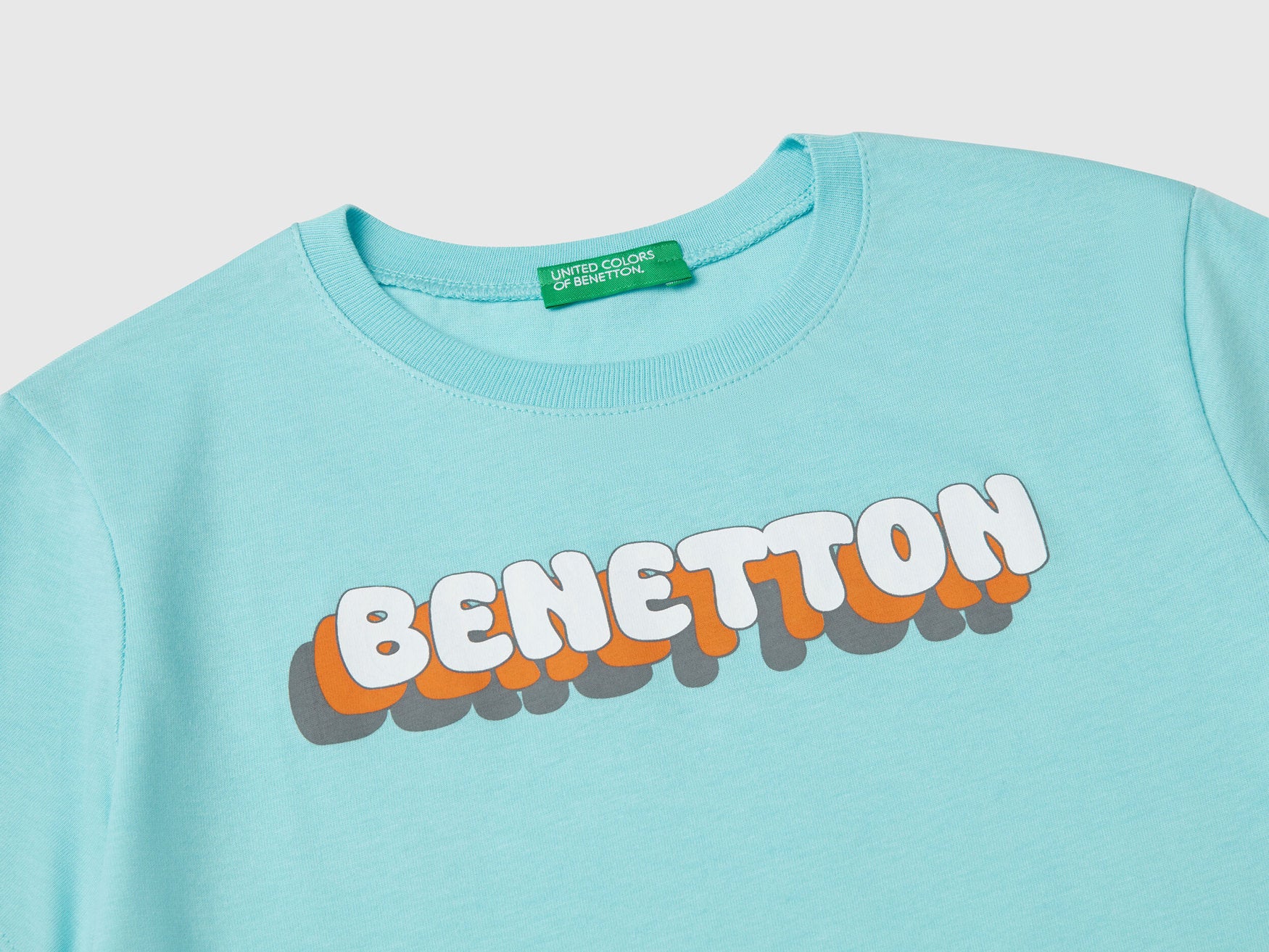 Benetton_T-Shirt with Logo Print_3I1XG10HT_18T_03