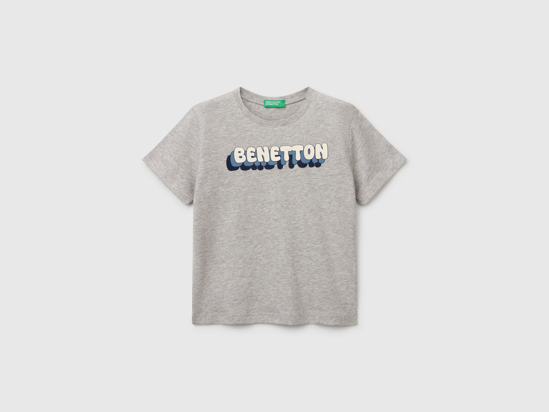 Benetton_T-Shirt with Logo Print_3I1XG10HT_501_01