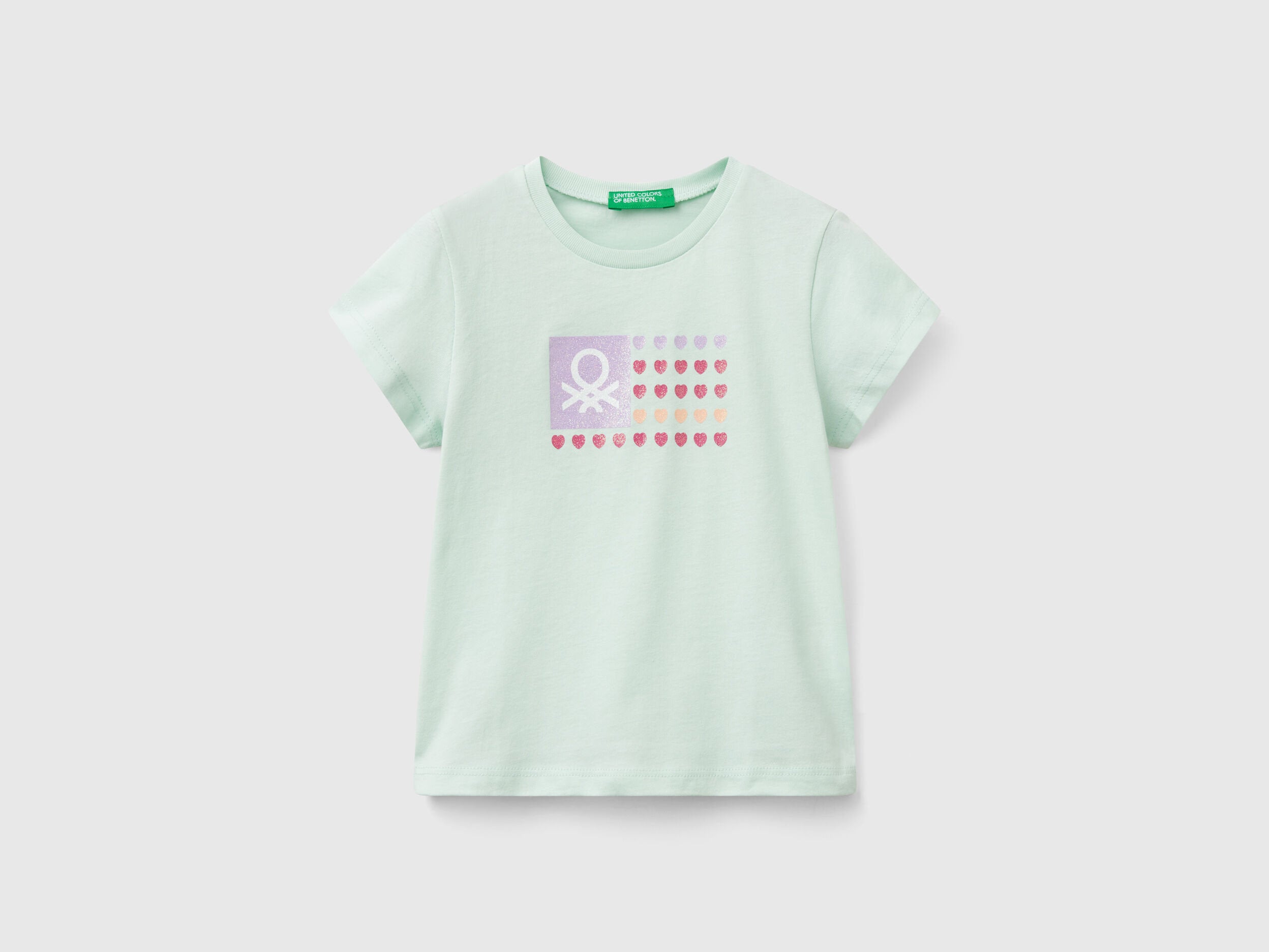 Benetton_T-Shirt with Glitter Print_3I1XG10HU_0H4_01