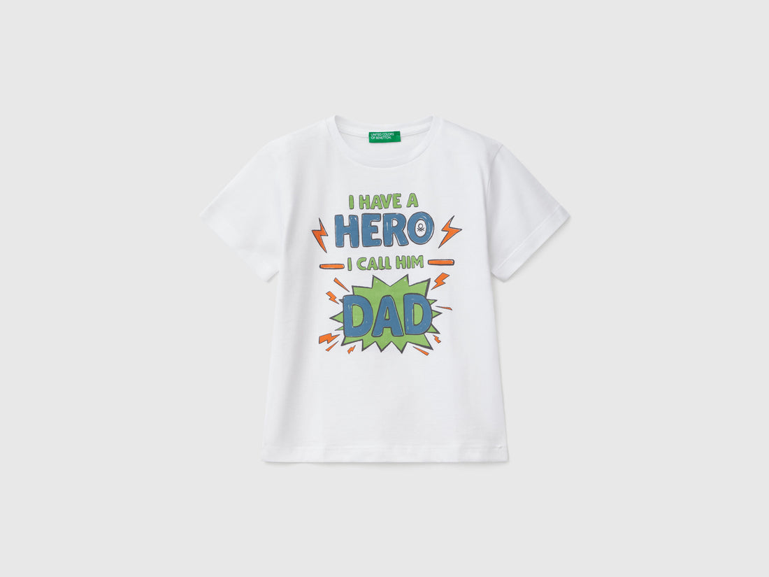 Benetton_T-Shirt in Organic Cotton with Print_3I1XG10IJ_101_01
