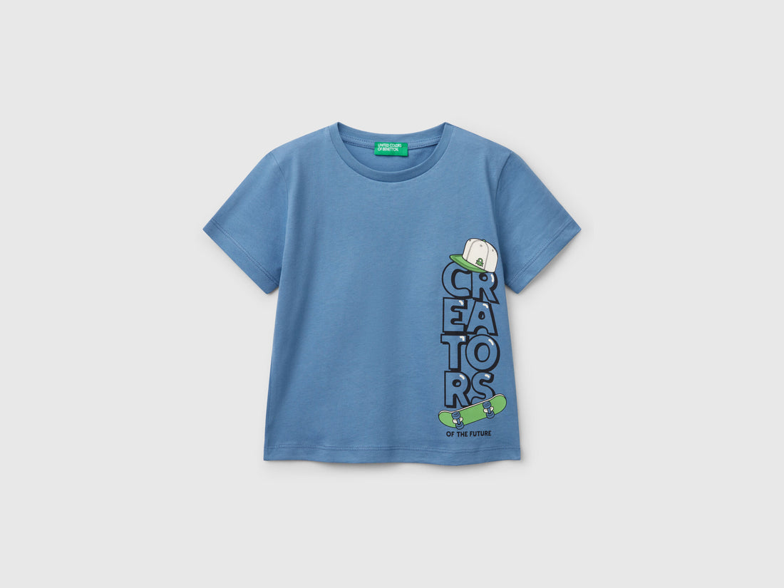 Benetton_T-Shirt in Organic Cotton with Print_3I1XG10IJ_11W_01