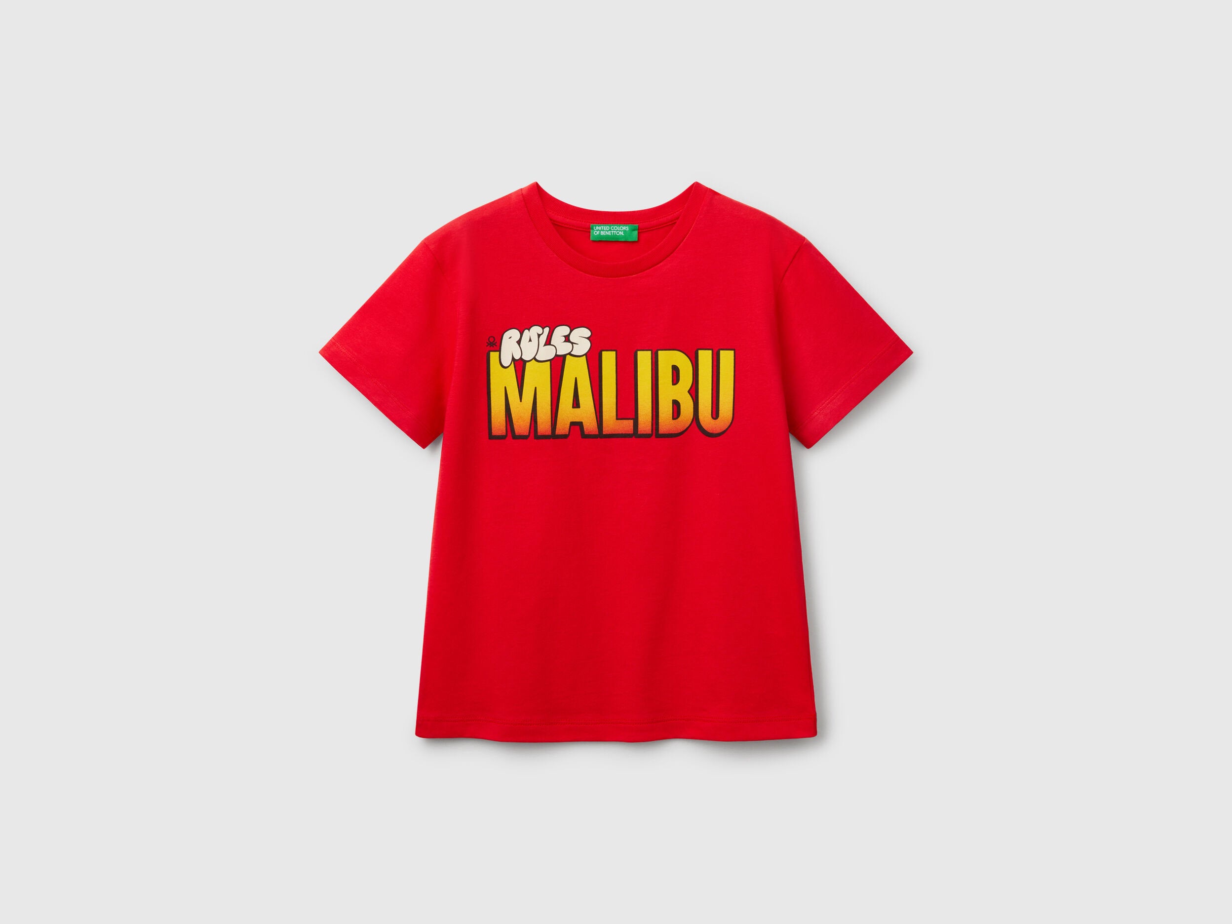 Benetton_T-Shirt in Organic Cotton with Print_3I1XG10IJ_19Q_01