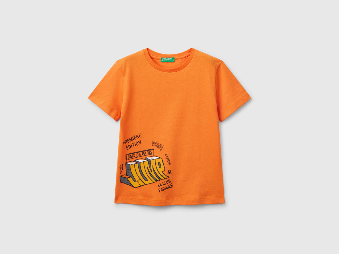 Benetton_T-Shirt in Organic Cotton with Print_3I1XG10IJ_1L6_01
