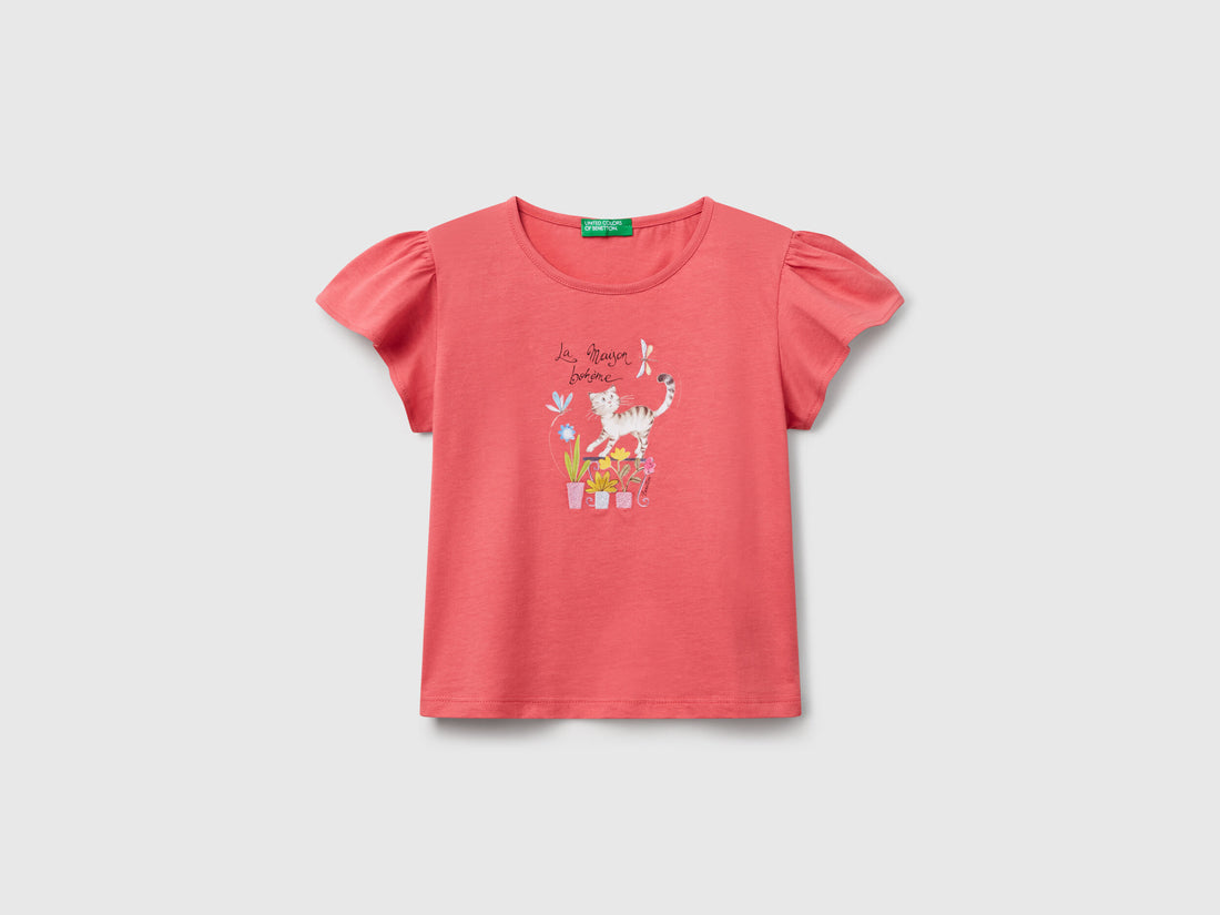 Benetton_T-Shirt with Print and Embroidery_3I1XG10IU_11F_01