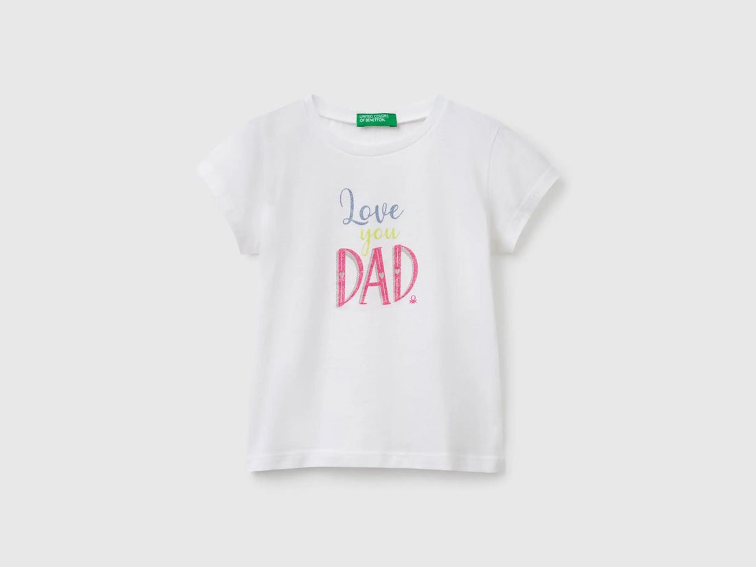 Benetton_T-Shirt in Organic Cotton with Glitter_3I1XG10J2_101_01