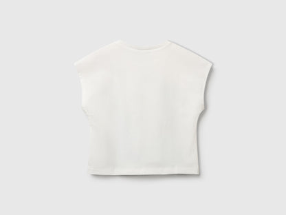 Benetton_T-Shirt with Print and Crochet Applique_3I1XG10JH_074_02