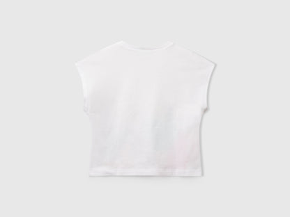 Benetton_T-Shirt with Print and Crochet Applique_3I1XG10JH_101_02