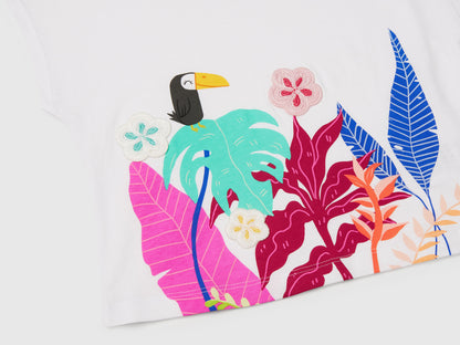 Benetton_T-Shirt with Print and Crochet Applique_3I1XG10JH_101_03