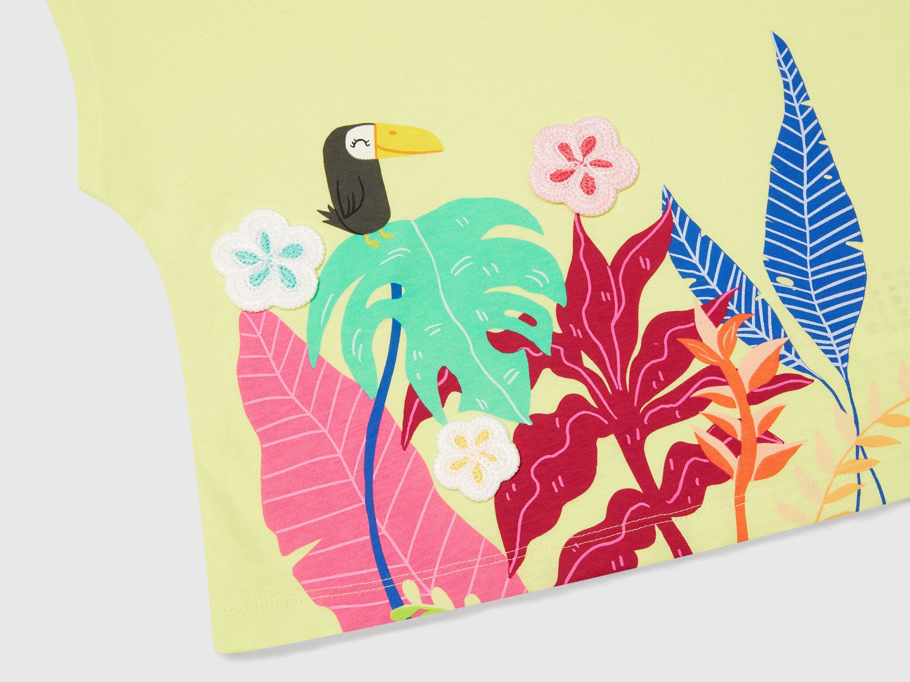 Benetton_T-Shirt with Print and Crochet Applique_3I1XG10JH_18A_03