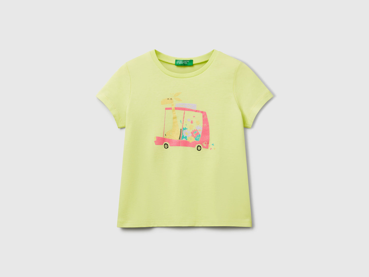 Benetton_Regular Fit T-Shirt with Glitter_3I1XG10JJ_18A_01